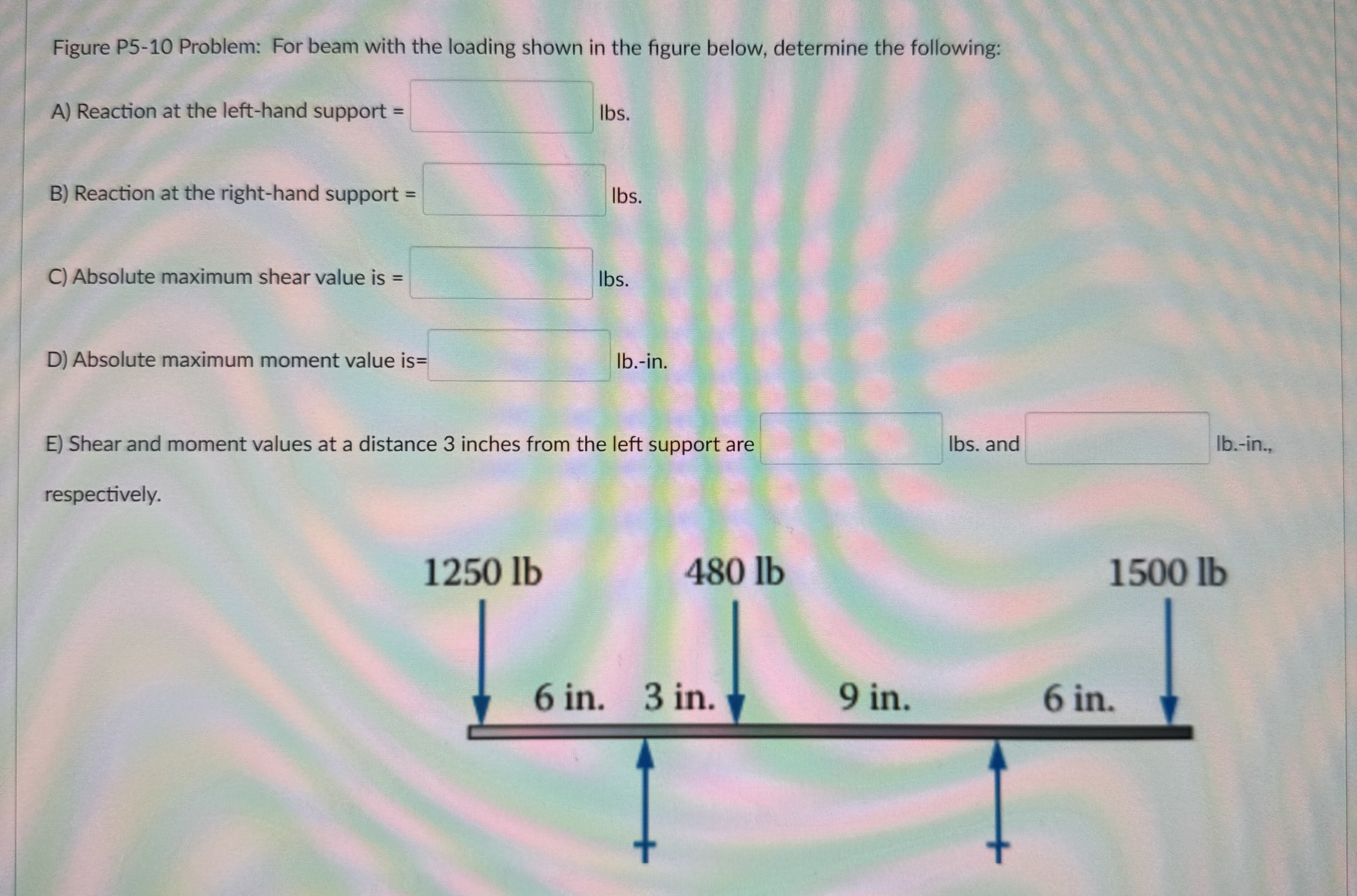 Figure P 5 - 1 0 Problem: For beam with the
