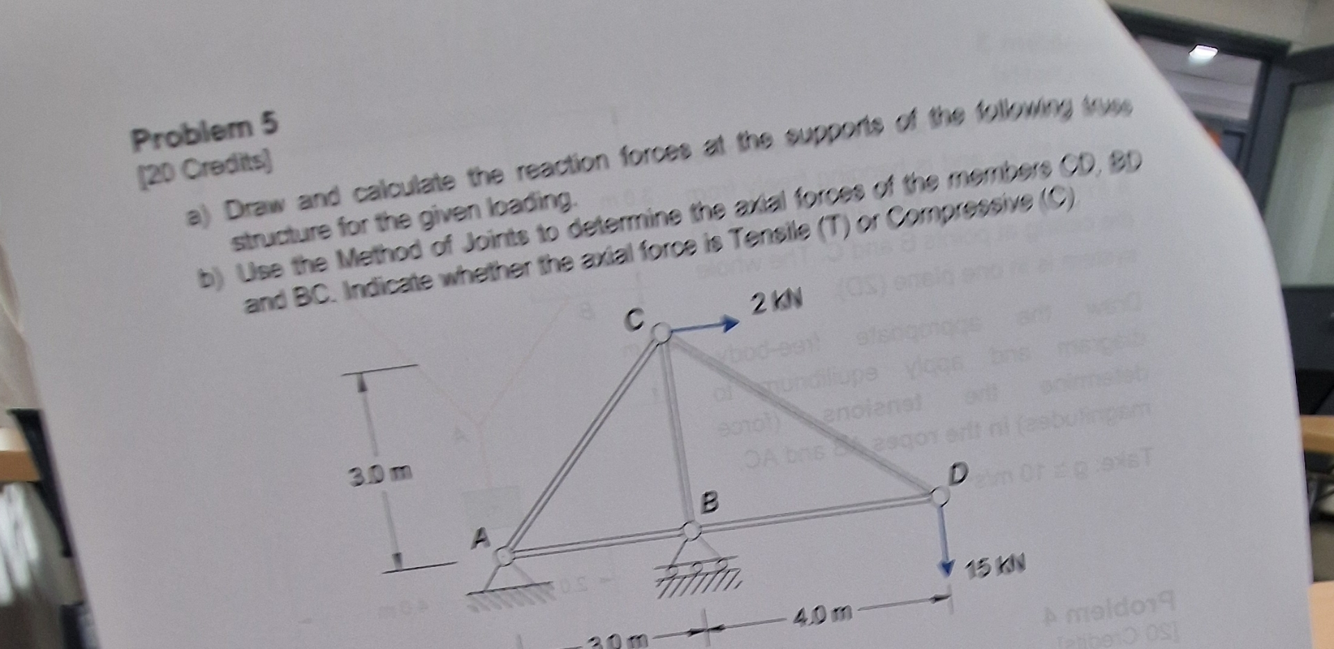 Problem 5 [ 2 0 Crestss ] a ) Draw and caloulate