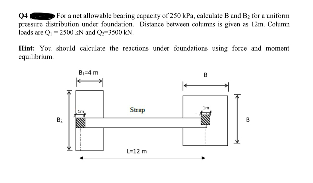 Q 4 - For a net allowable bearing capacity of 2 5