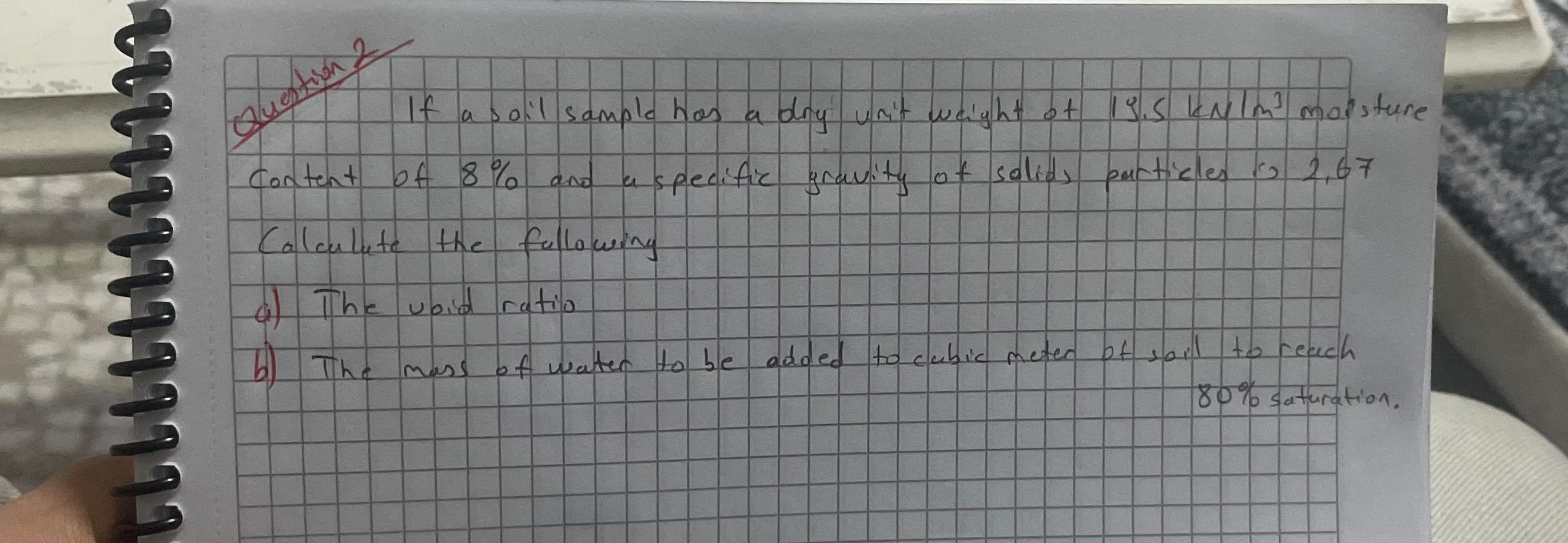 If a soil sample hos a dry unit waight of 1 9 . 5