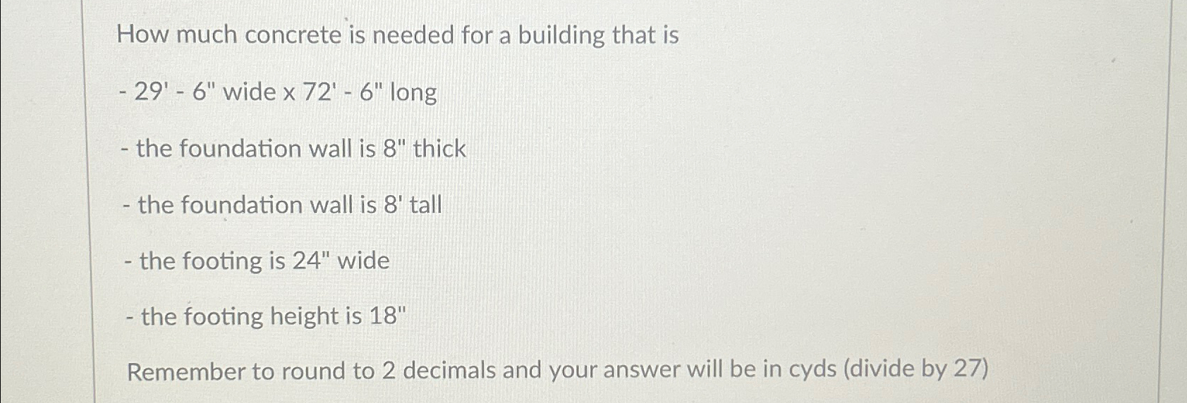 How much concrete is needed for a building that