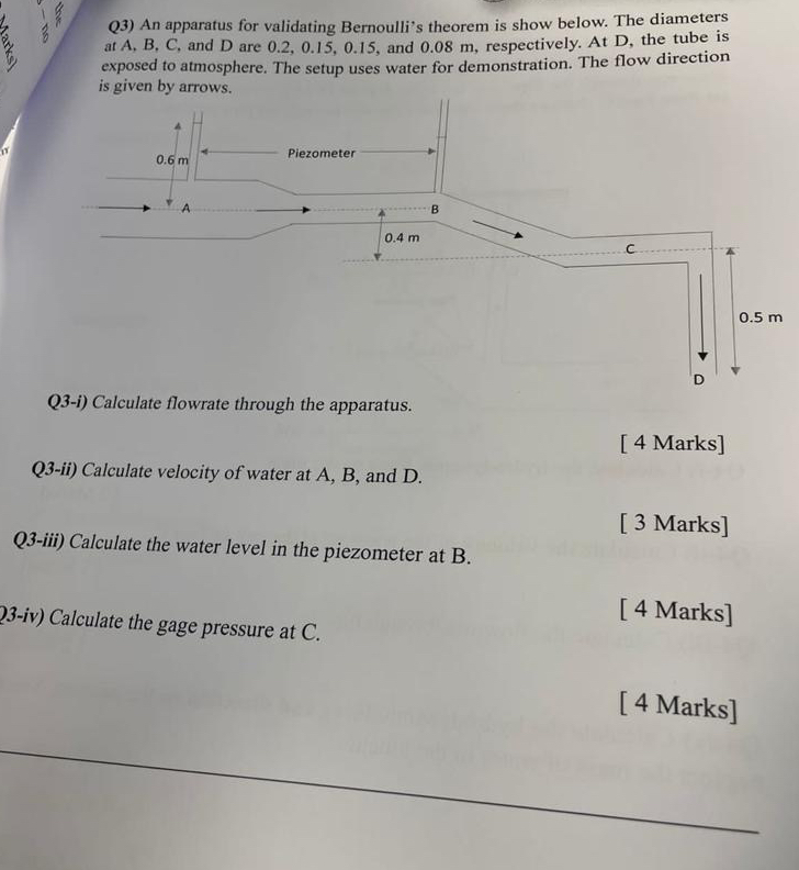 Q 3 ) An apparatus for validating Bernoulli's