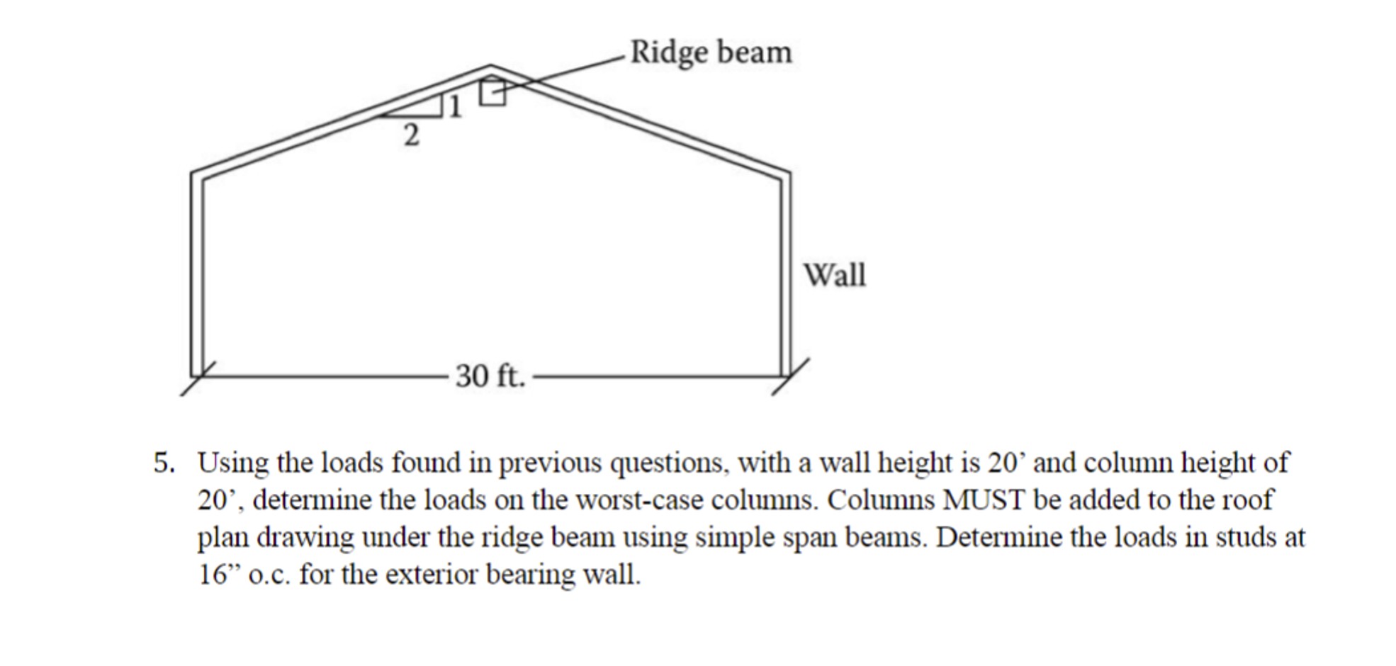 Using the loads found in previous questions, with
