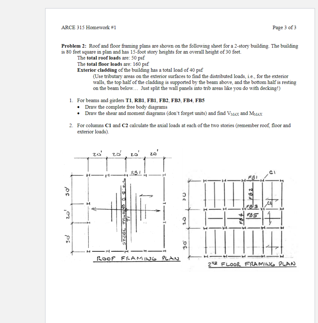 ARCE 3 1 5 Homework # 1 Page 3 of 3 Problem 2 :