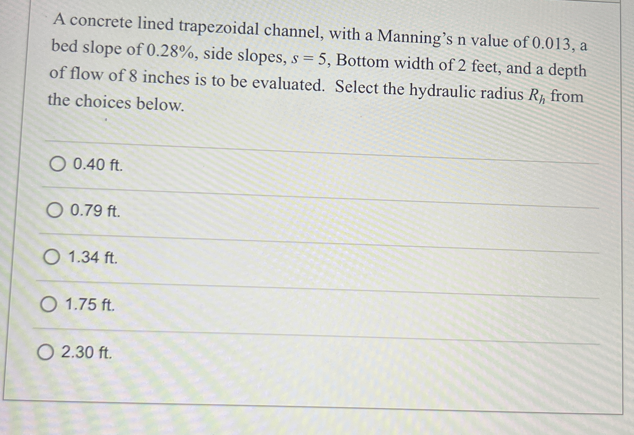 A concrete lined trapezoidal channel, with a