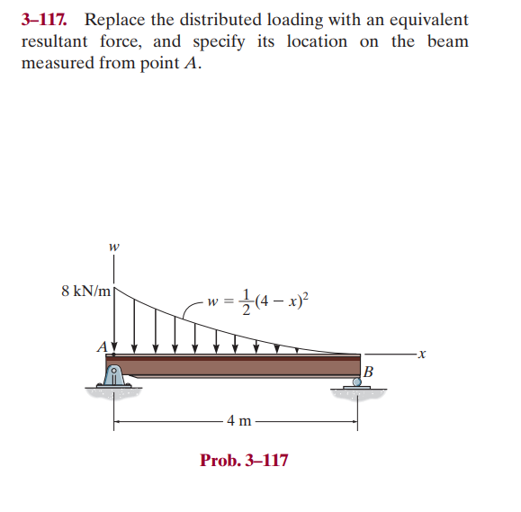 3 - 1 1 7 . Replace the distributed loading with