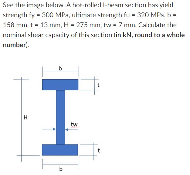 See the image below. A hot - rolled I - beam