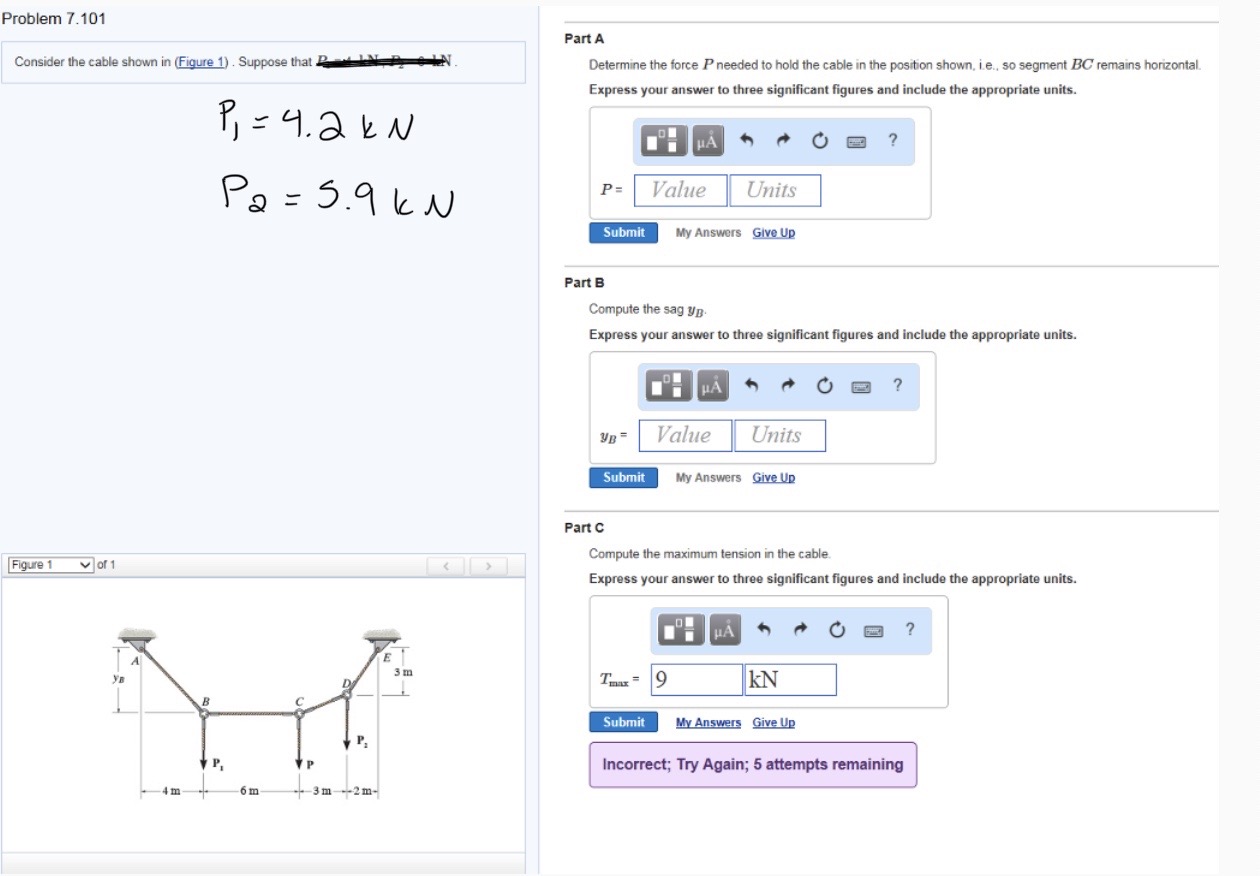 Problem 7 . 1 0 1 Consider the cable shown in (