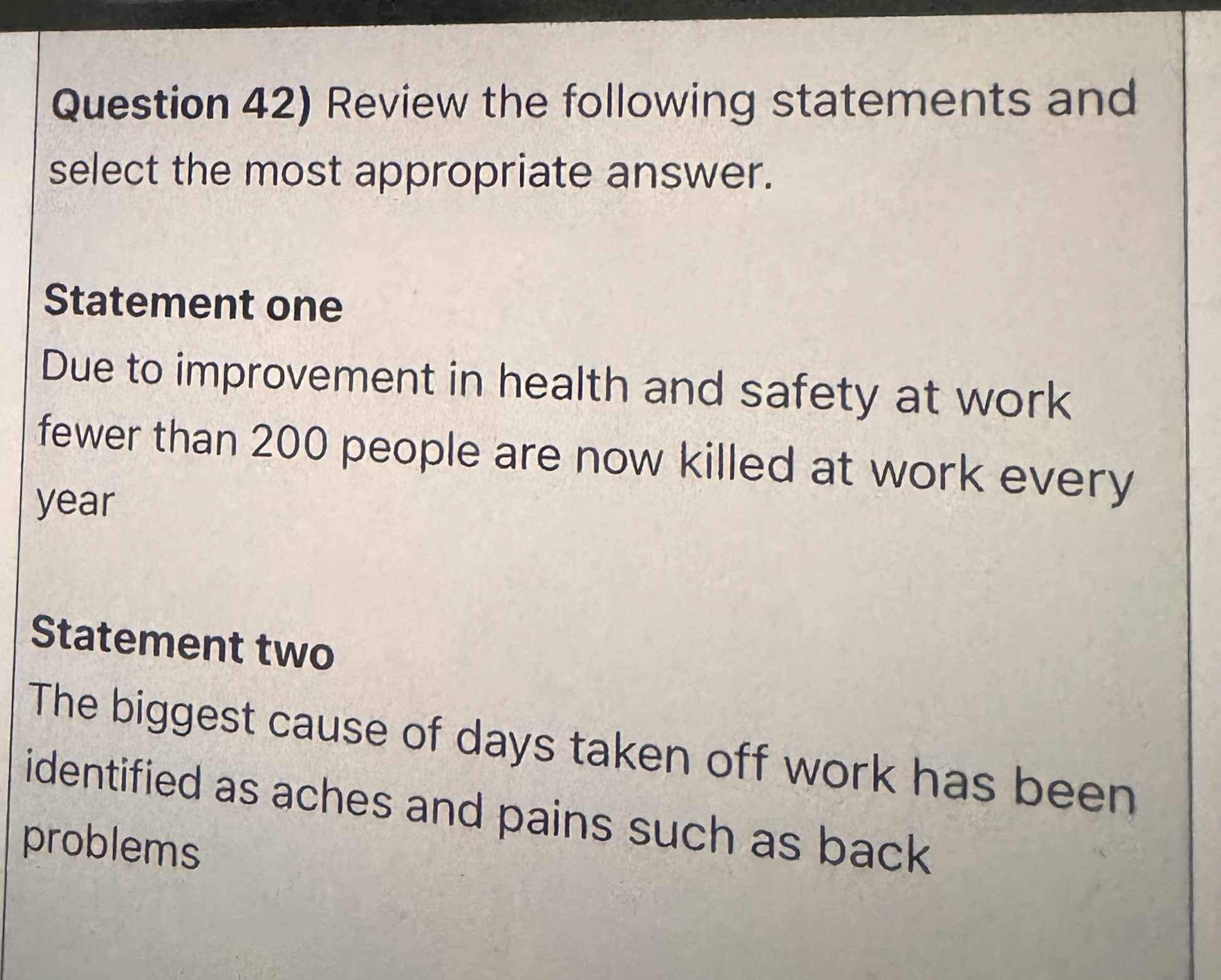 Question 4 2 ) Review the following statements
