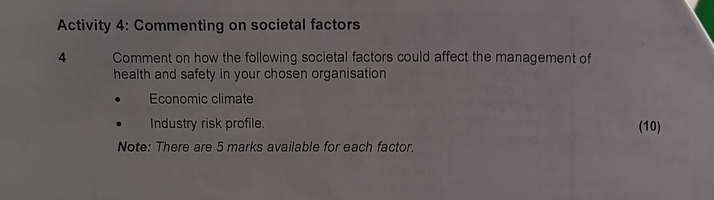 Give me an example of construction industry risk