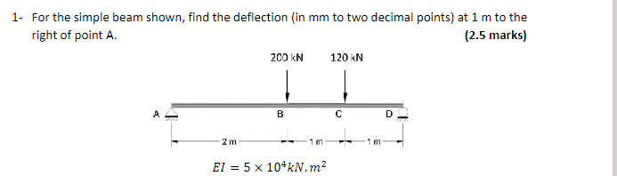 help? 1 - For the simple beam shown, find the