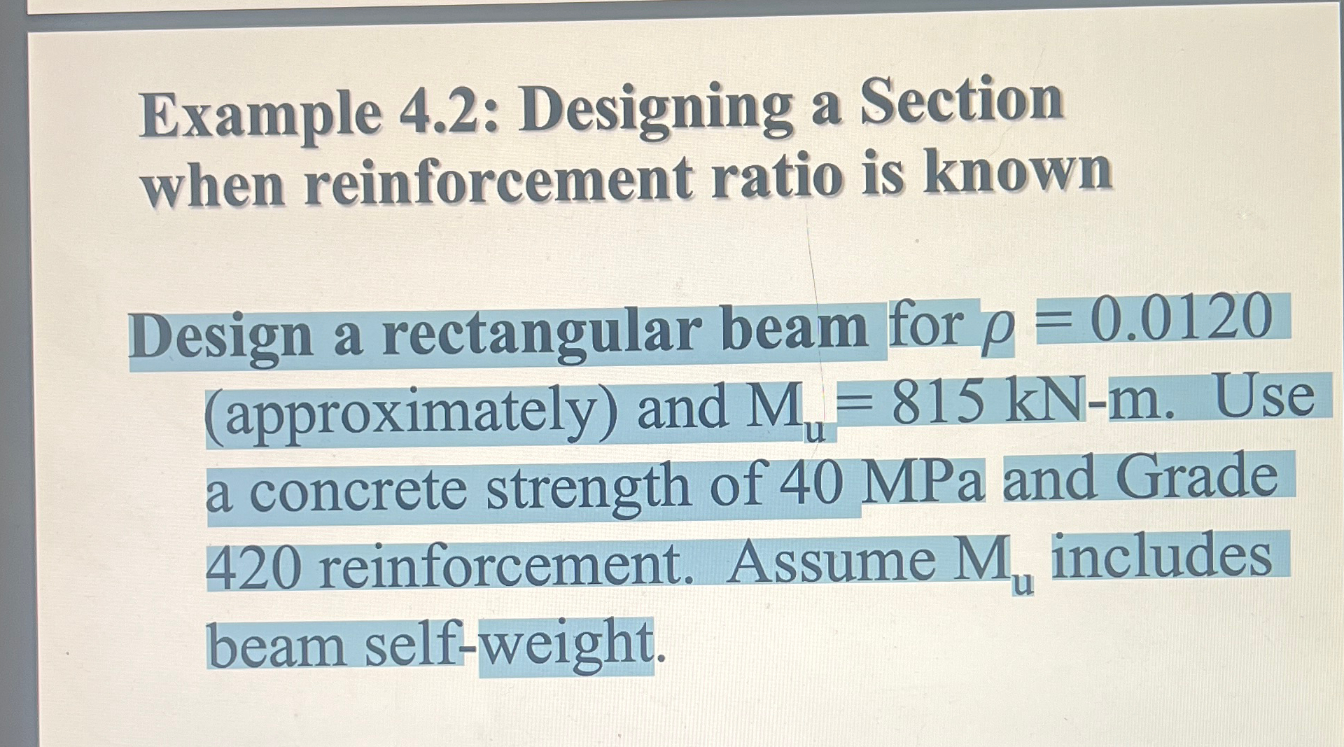 Example 4 . 2 : Designing a Section when