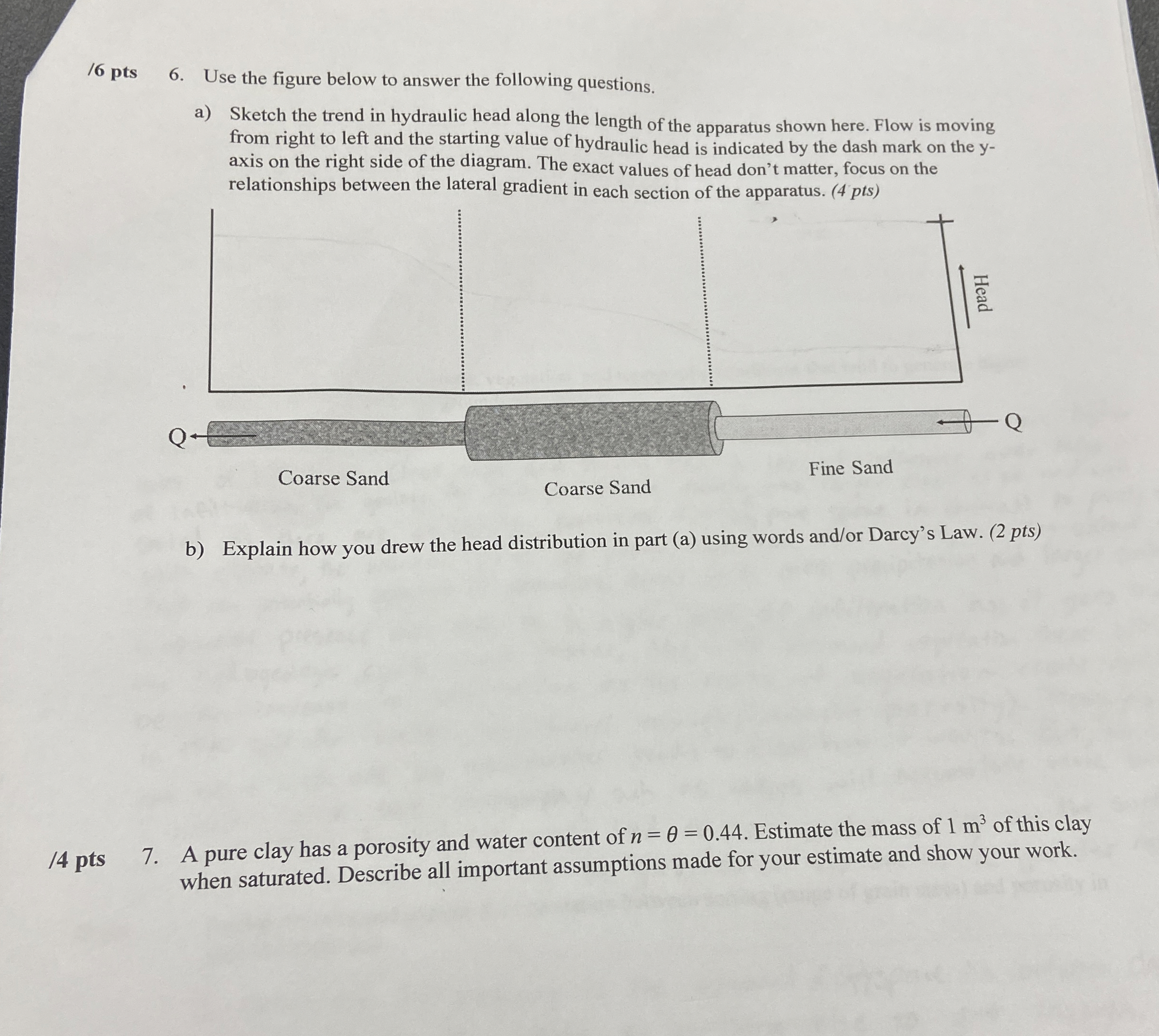 / 6 pts 6 . Use the figure below to answer the