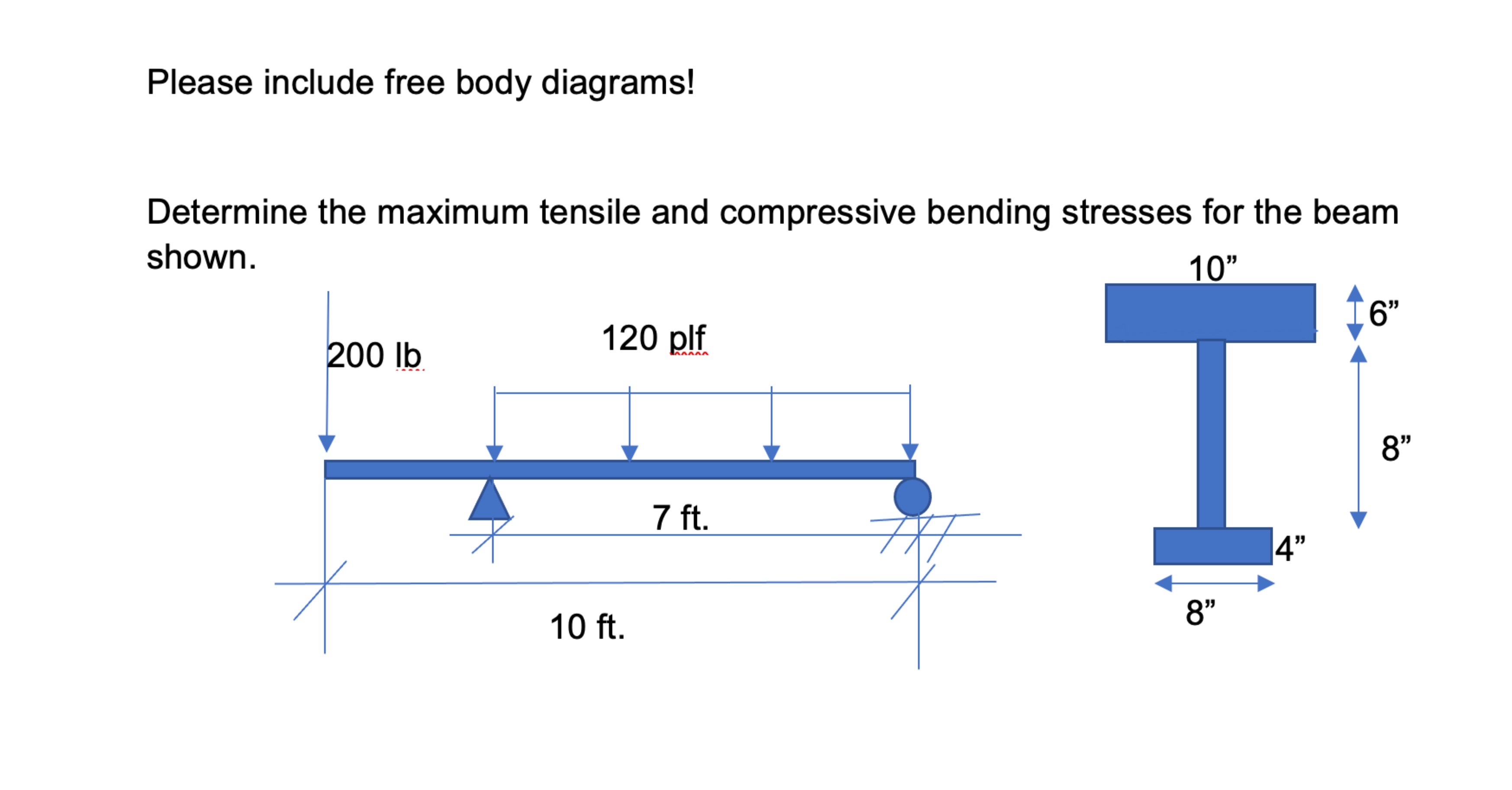 Please include free body diagrams! Determine the