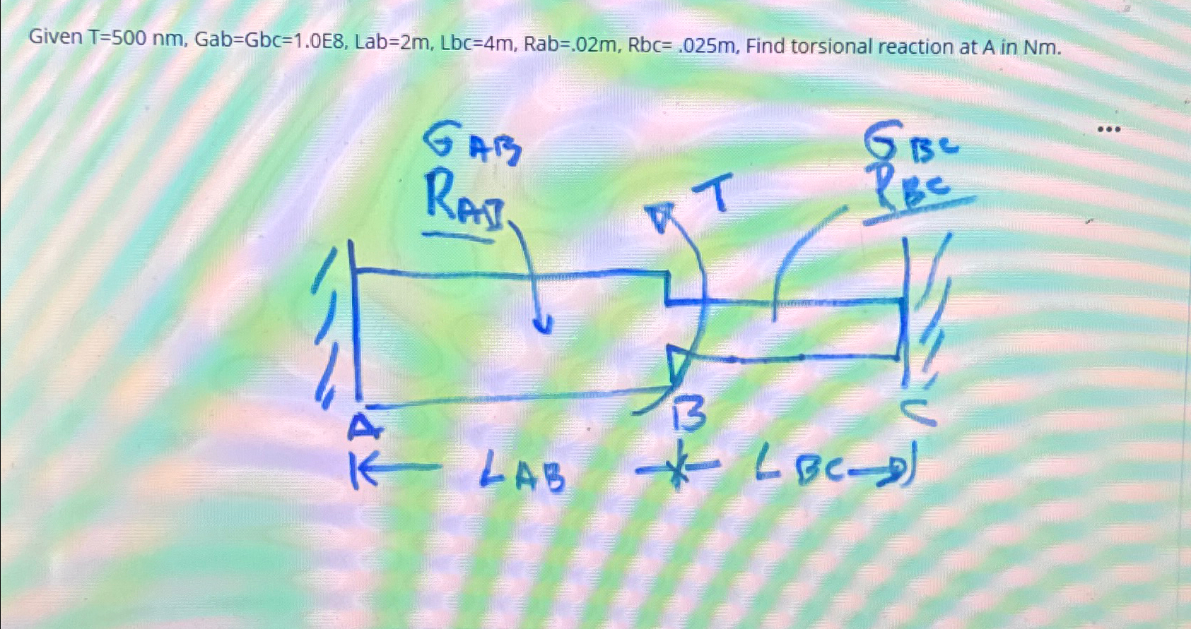 Given T = 5 0 0 n m , Gab = G b c = 1 . 0 E 8 ,