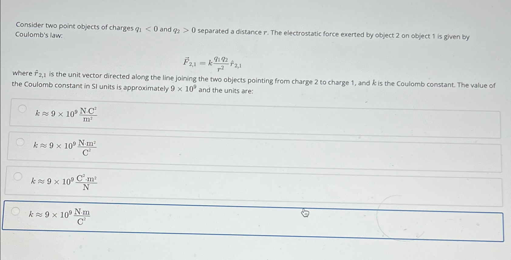 Consider two point objects of charges q_(1) <0