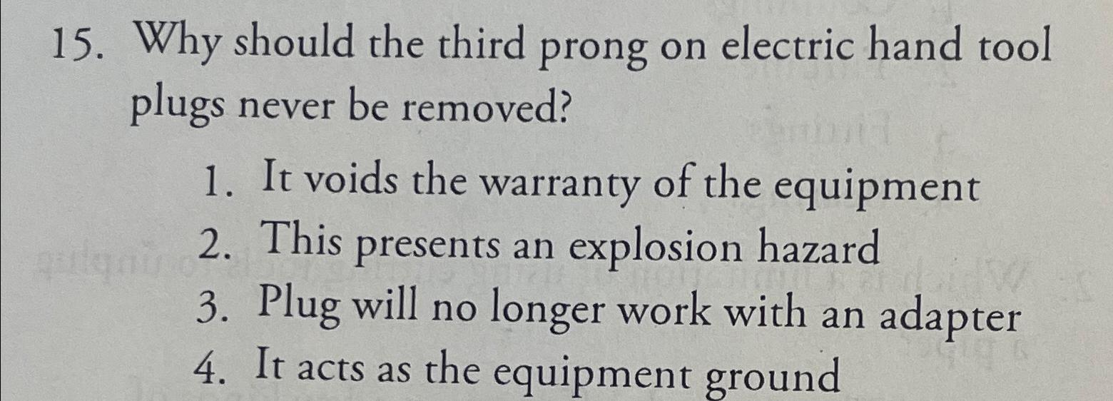Why should the third prong on electric hand tool