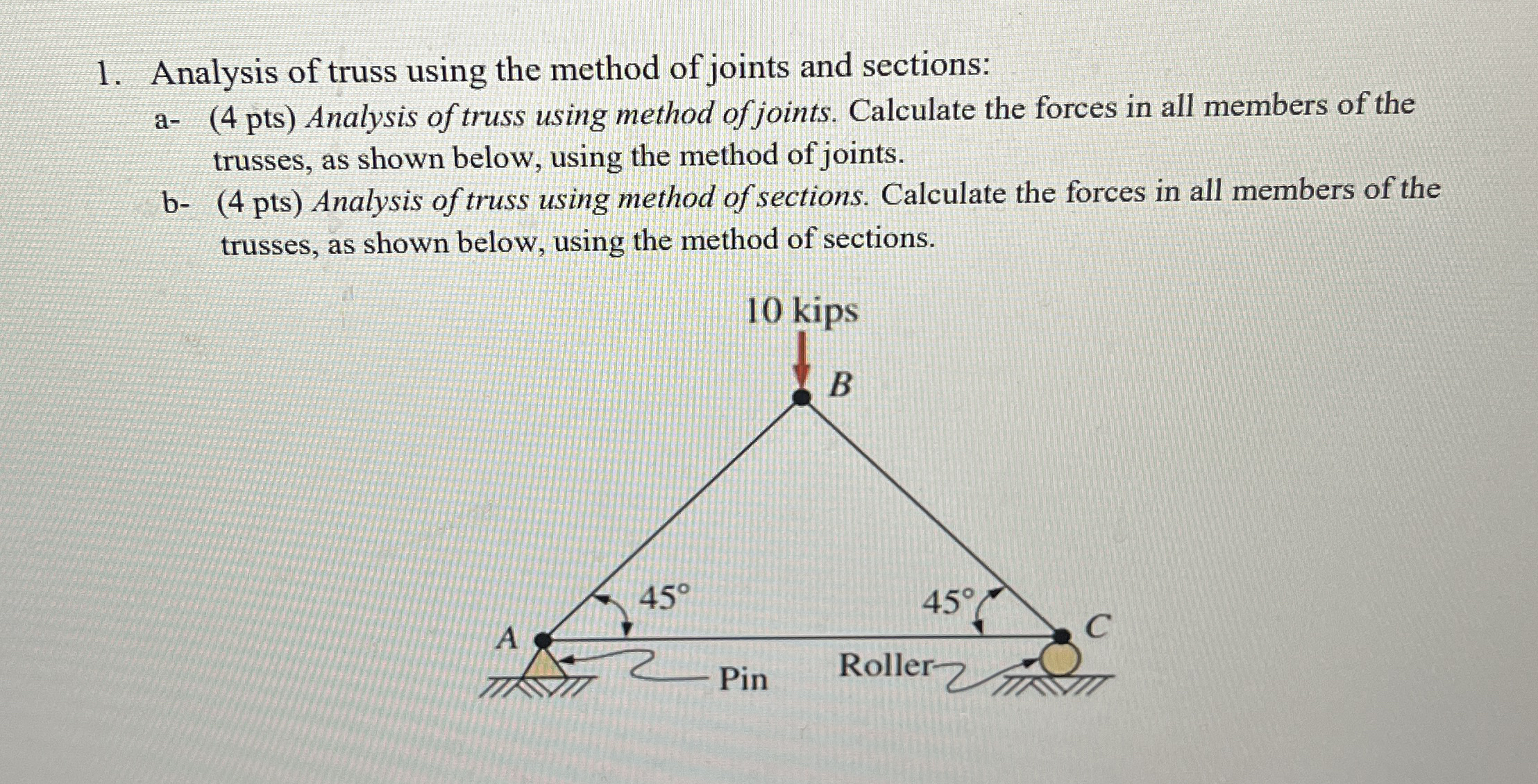 Analysis of truss using the method of joints and
