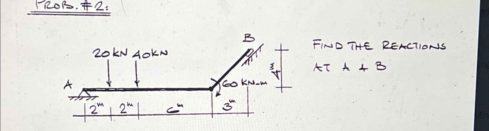 FROB. # 2 : FIND THE REACTIONS At A and B