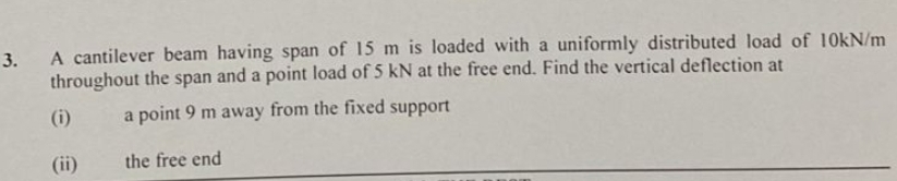 A cantilever beam having span of 1 5 m is loaded