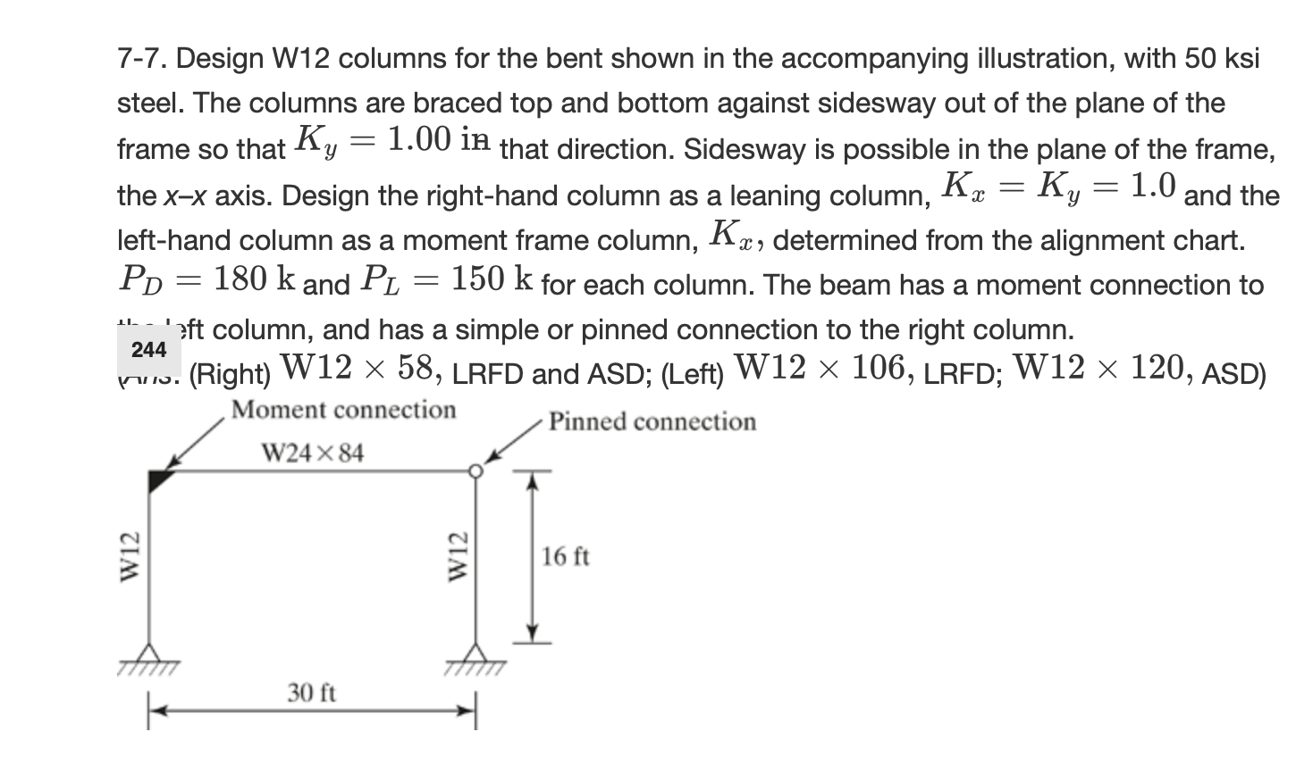 Please solve if loads on each column are PD = 1 5