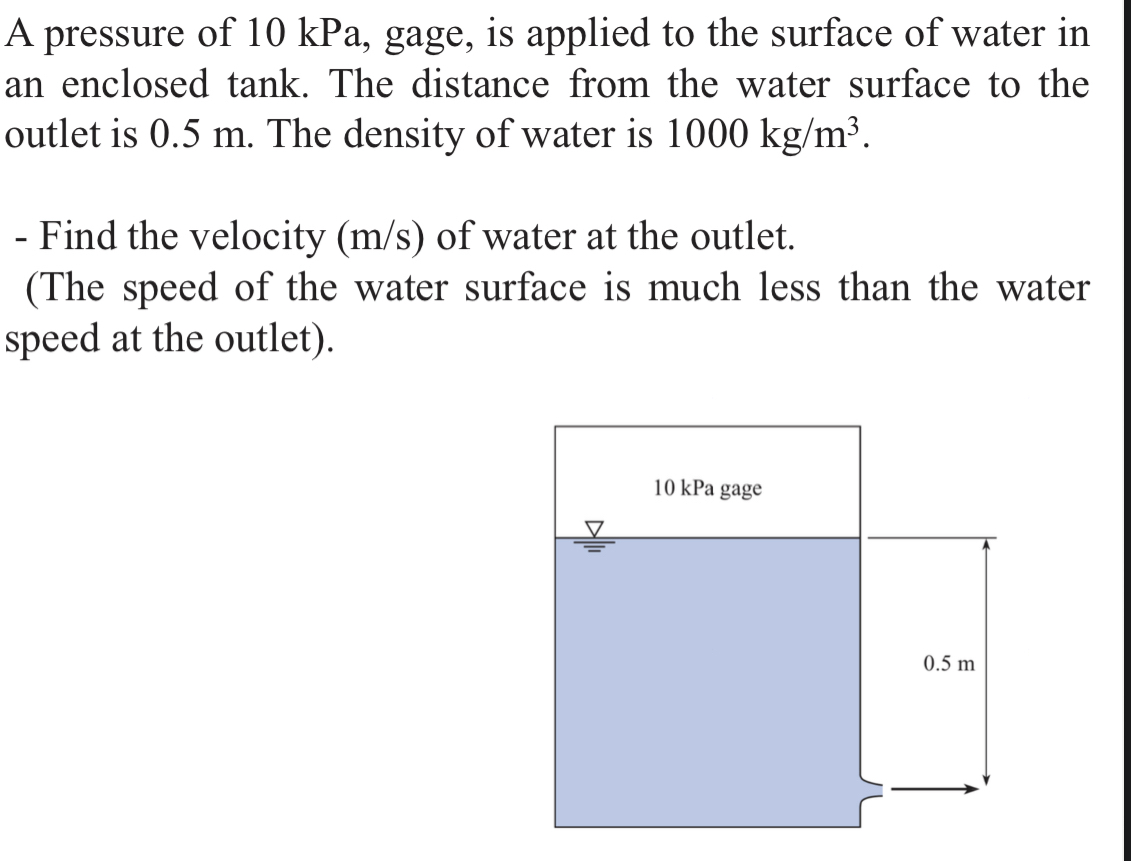 A pressure of 1 0 kPa, gage, is applied to the