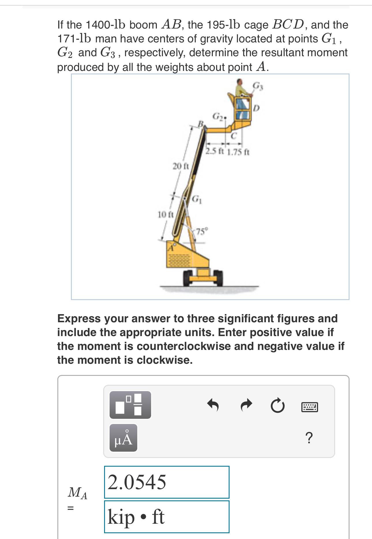 If the 1 4 0 0 - l b boom A B , the 1 9 5 - lb