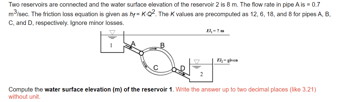 Two reservoirs are connected and the water