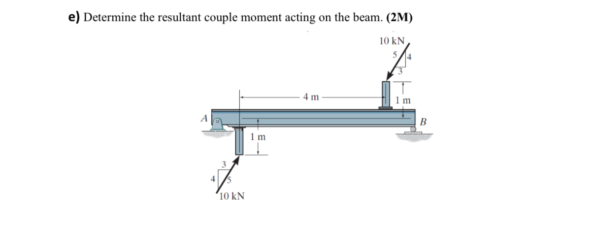 e ) Determine the resultant couple moment acting