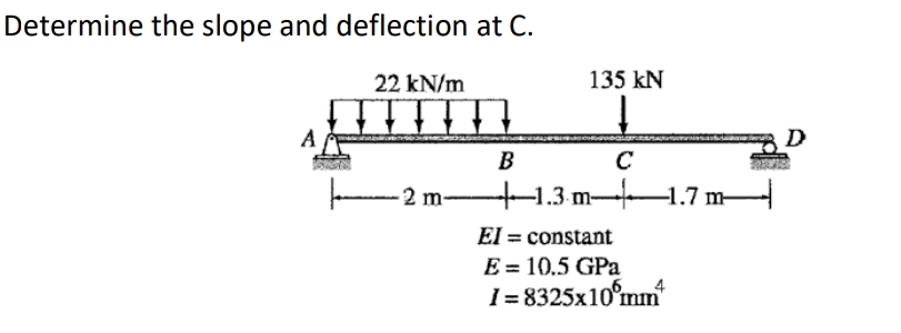 Determine the slope and deflection at C . Using