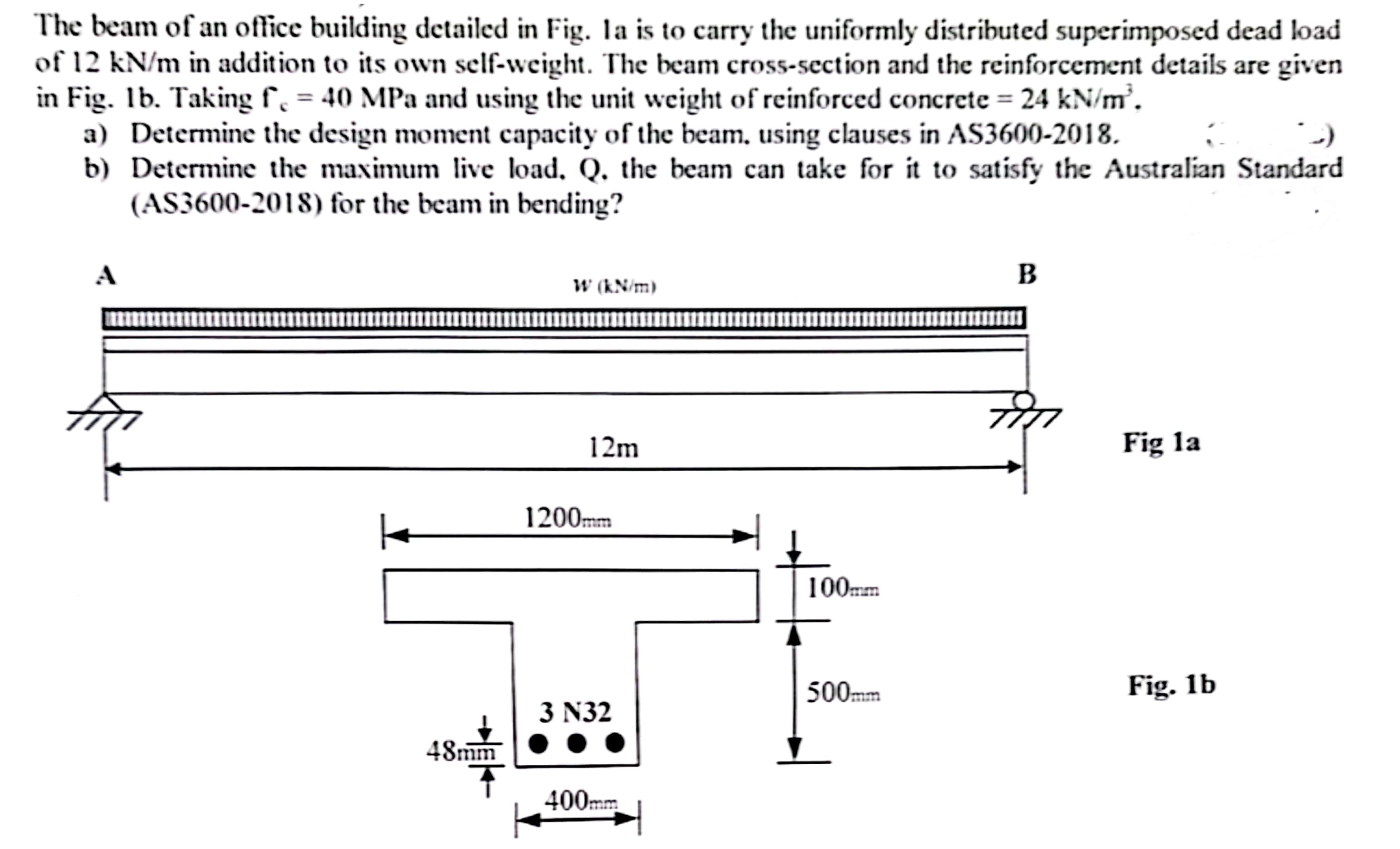 The beam of an office building detailed in Fig.