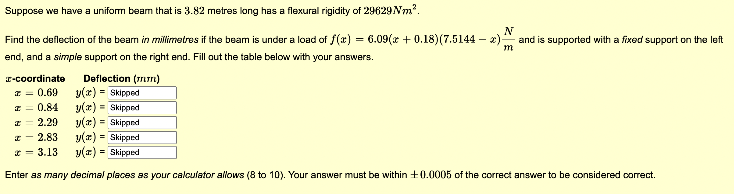 Suppose we have a uniform beam that is 3 . 8 2