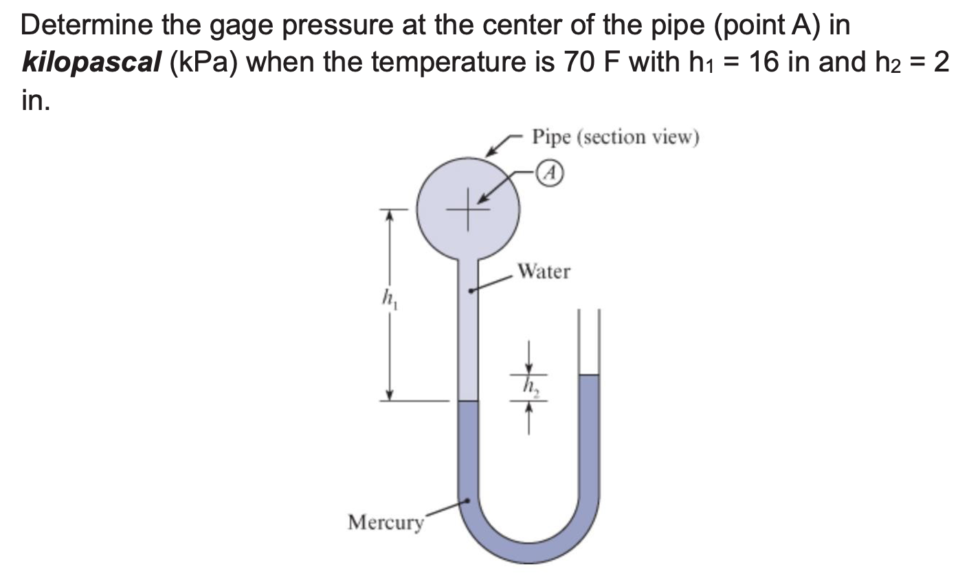 Determine the gage pressure at the center of the