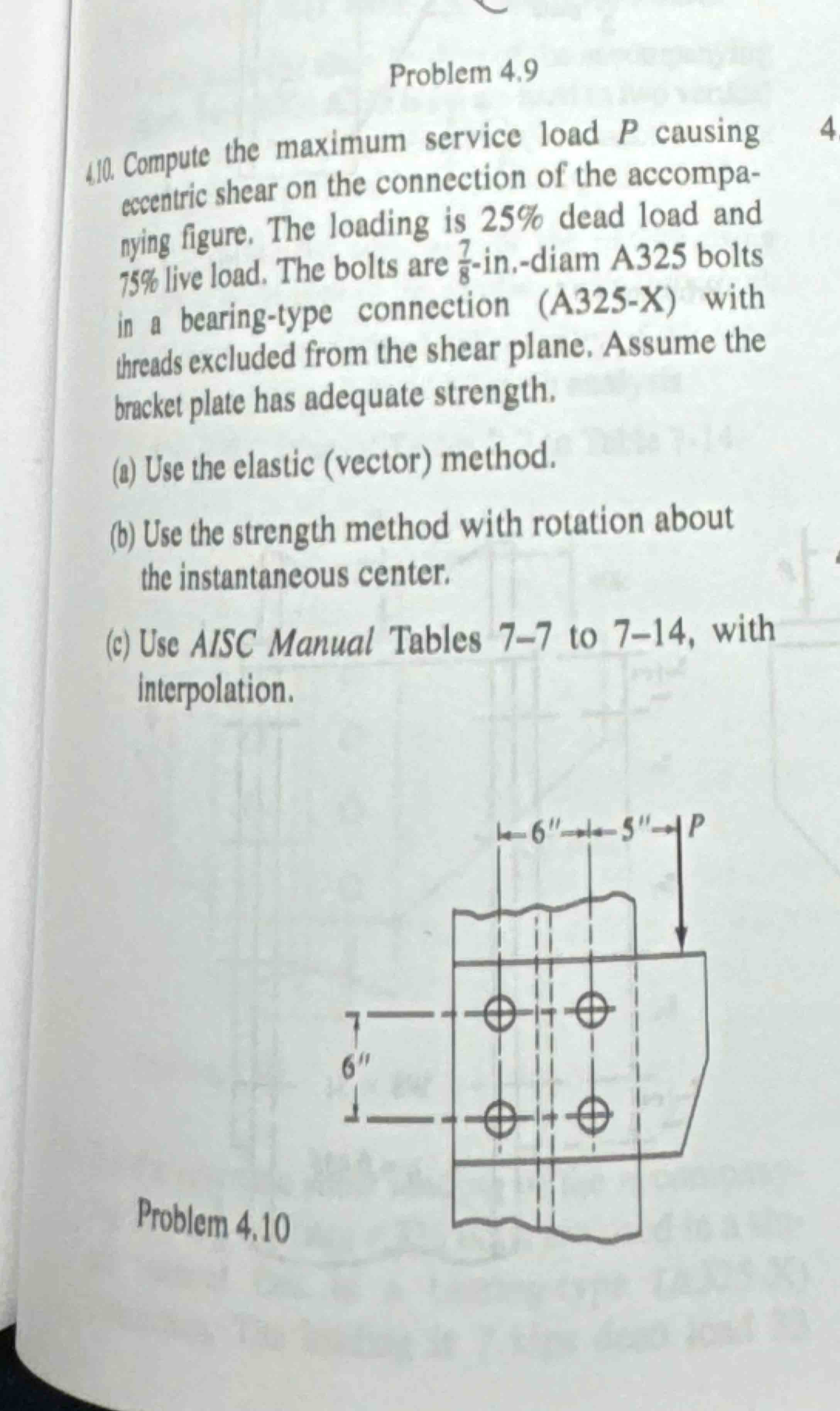 Problem 4 . 9 Compute the maximum service load P
