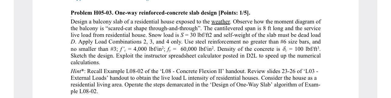 Problem H 0 5 - 0 3 . One - way reinforced -