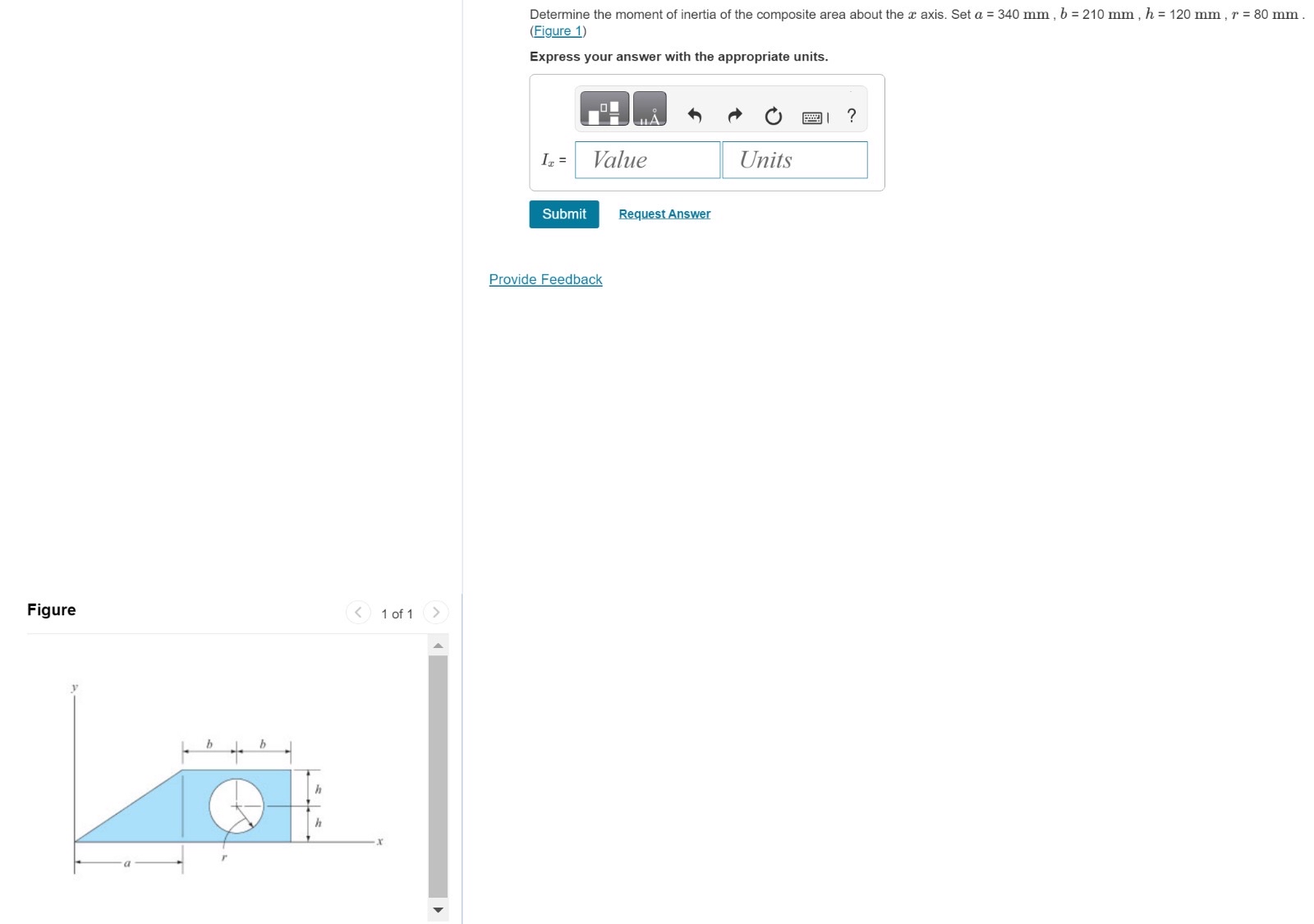 Determine the moment of inertia of the composite