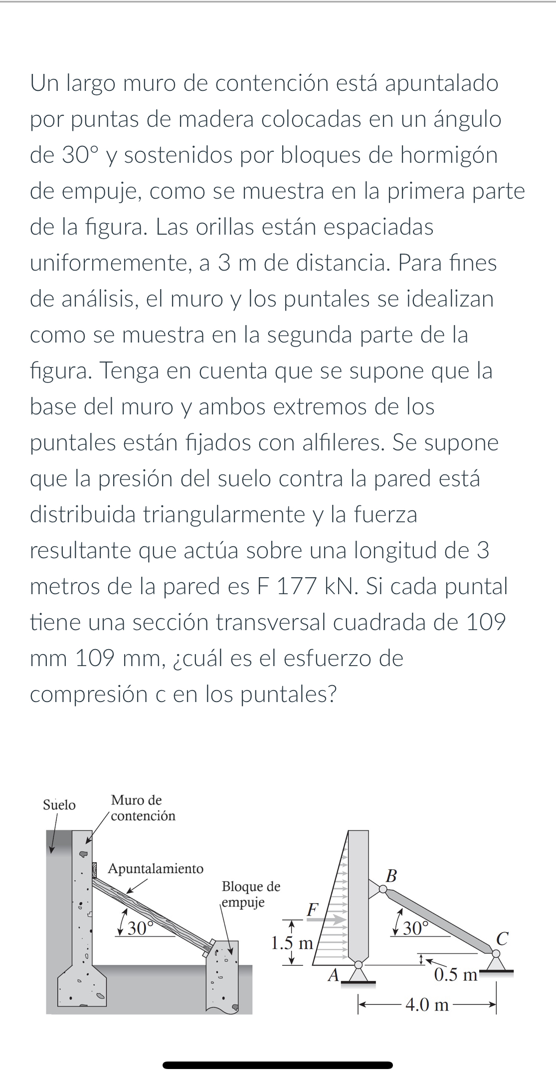 Un largo muro de contenci n est apuntalado por