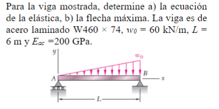 Para la viga mostrada, determine a ) la ecuaci n