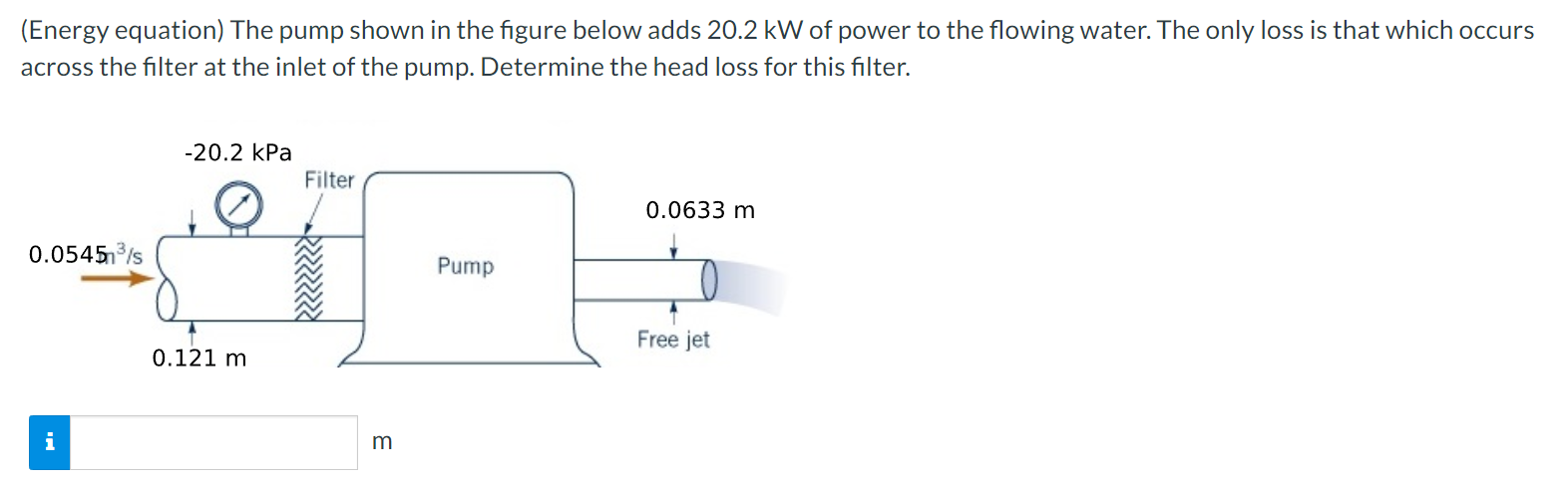 ( Energy equation ) The pump shown in the figure