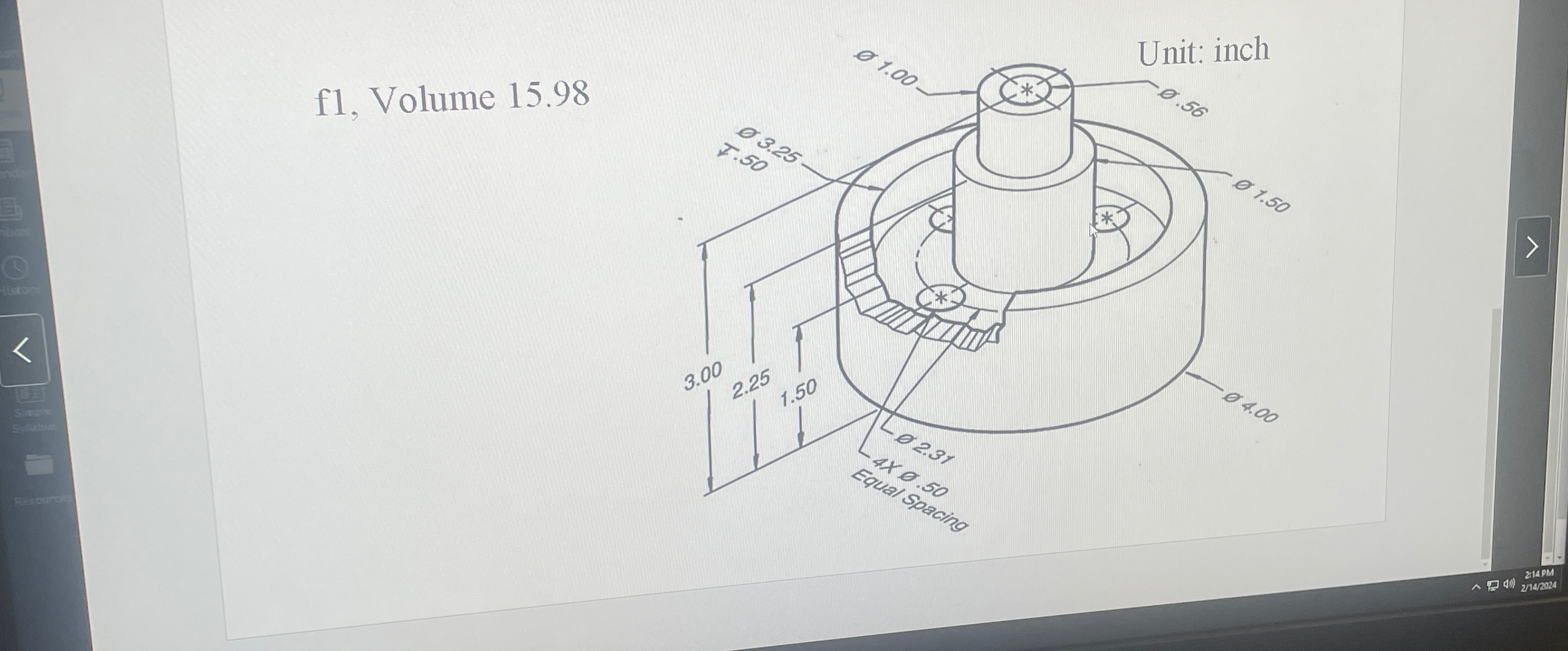 f 1 , Volume 1 5 . 9 8 Can you show me a step by