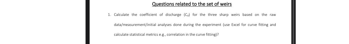 Questions related to the set of weirs Calculate