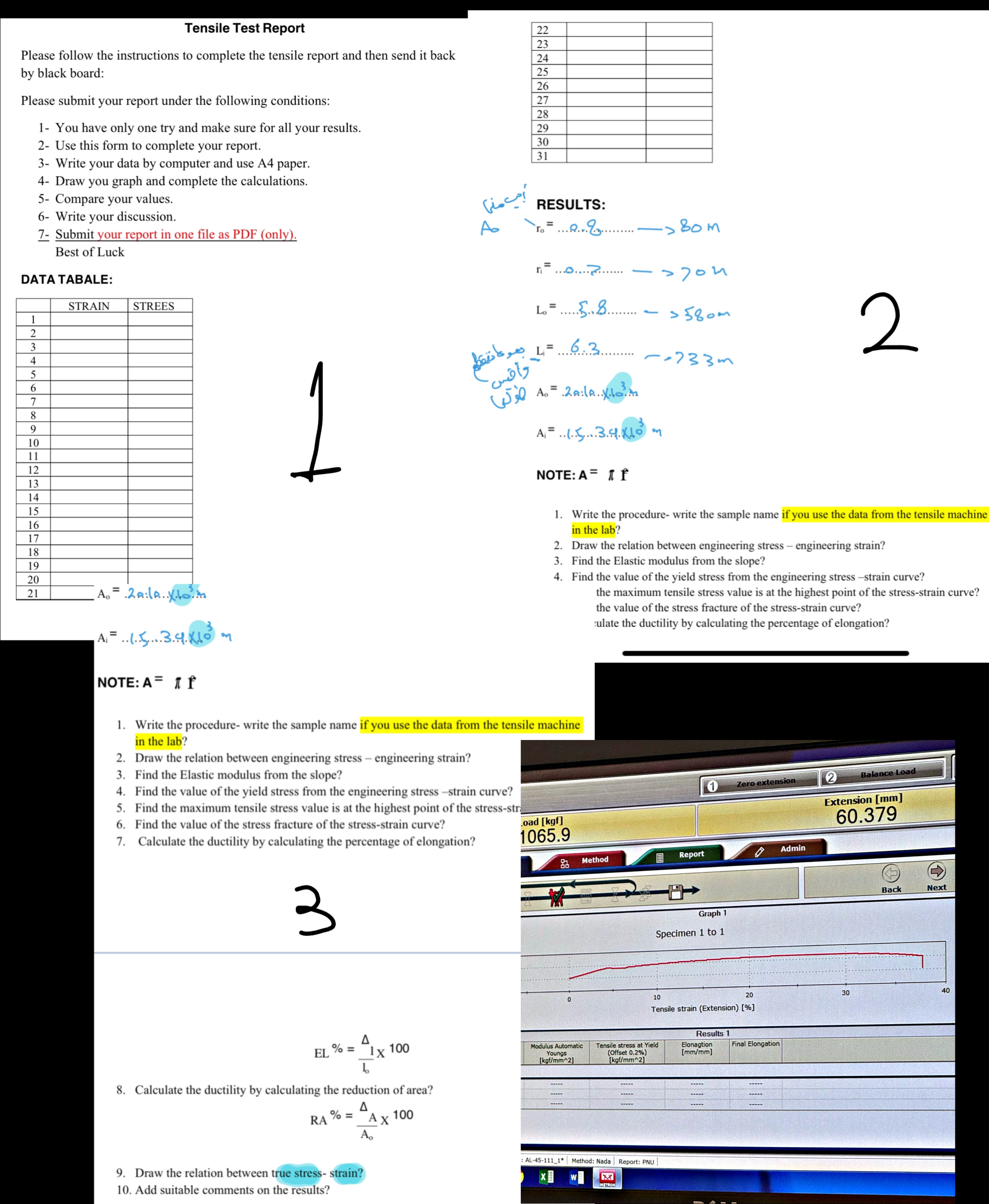I need to complete the results report and graph