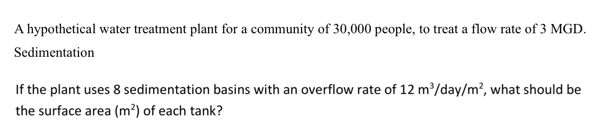 A hypothetical water treatment plant for a