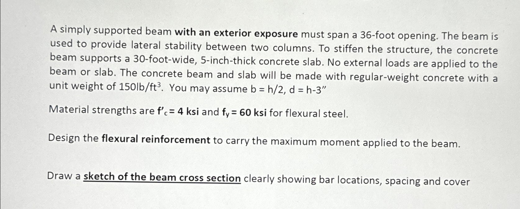 A simply supported beam with an exterior exposure