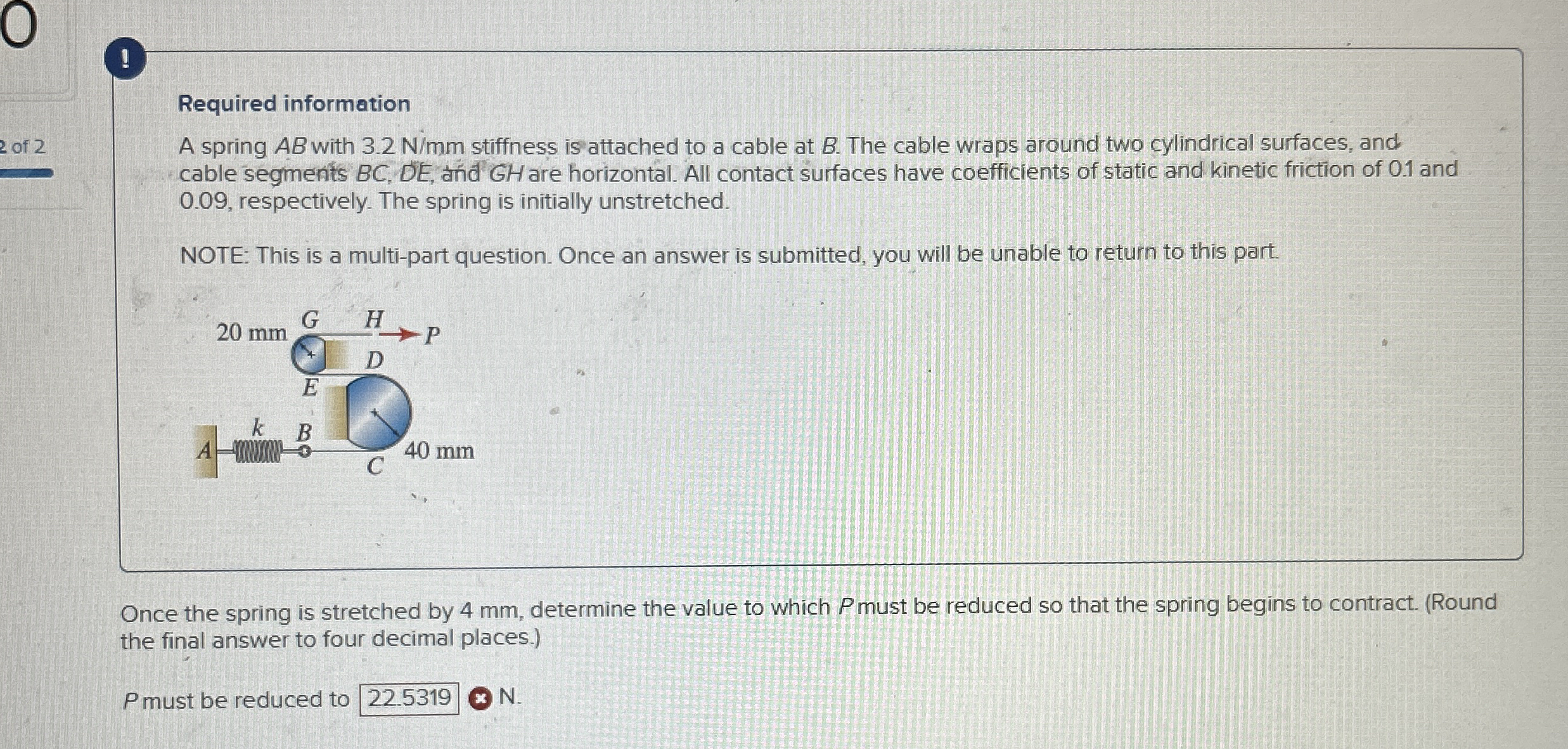 ! Required information A spring A B with 3 . 2 N