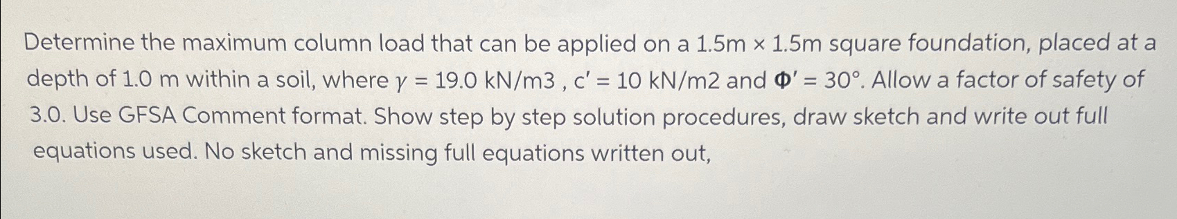 Determine the maximum column load that can be