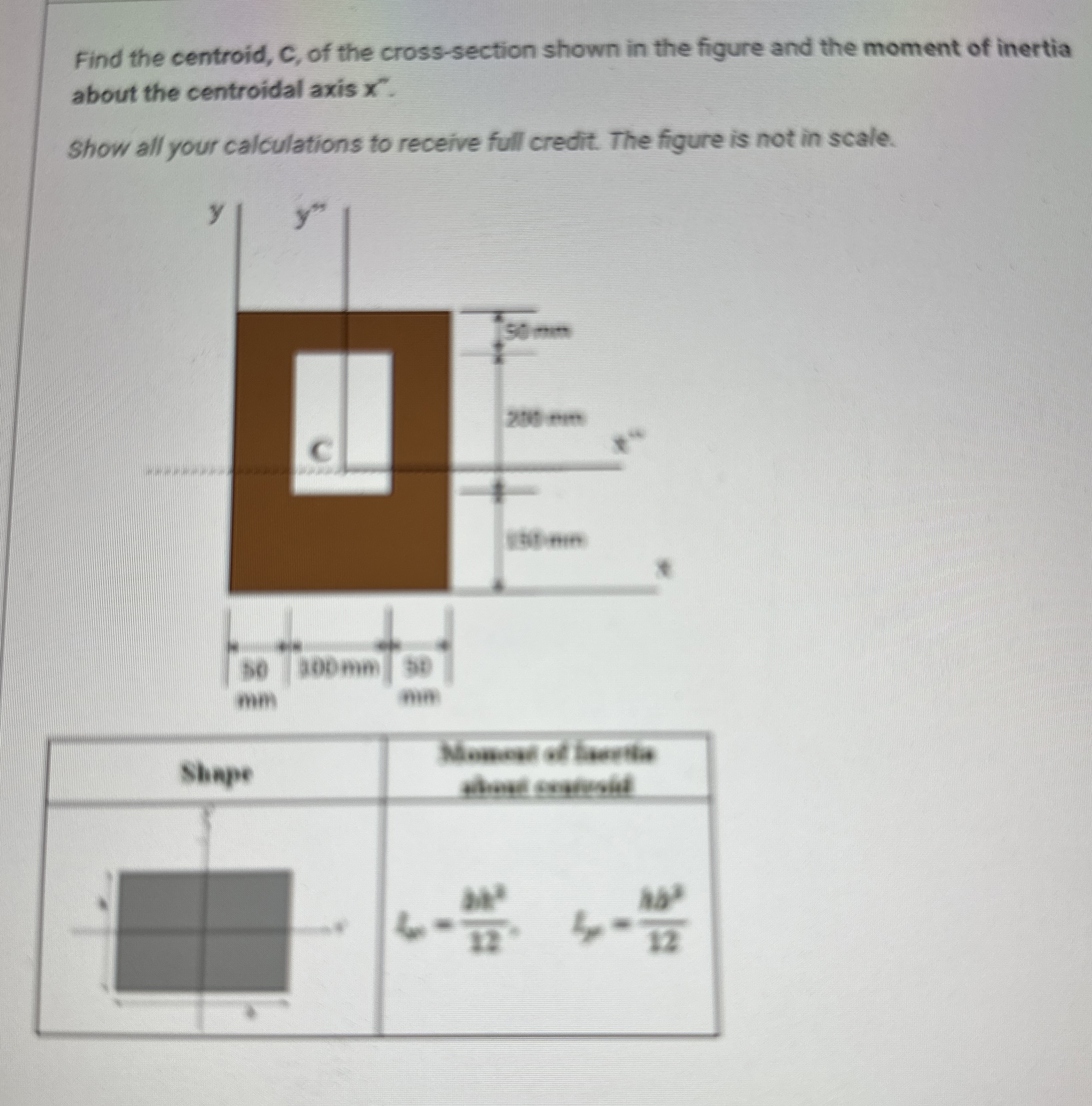 Find the centroid, c , of the cross - section
