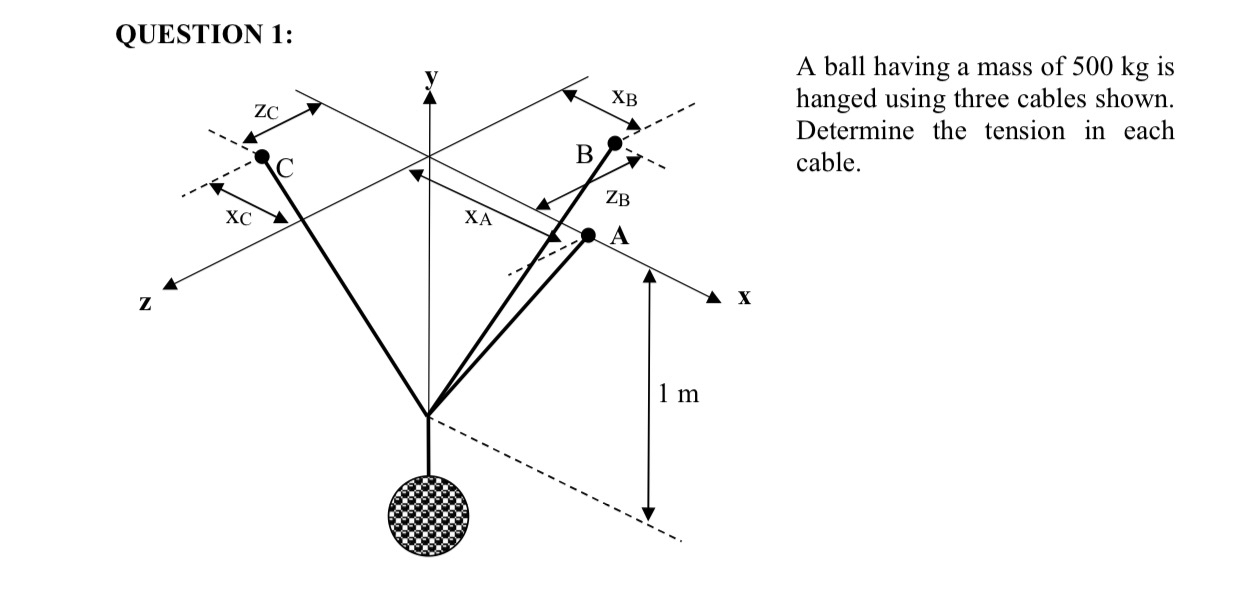 QUESTION 1 : A ball having a mass of 5 0 0 k g is