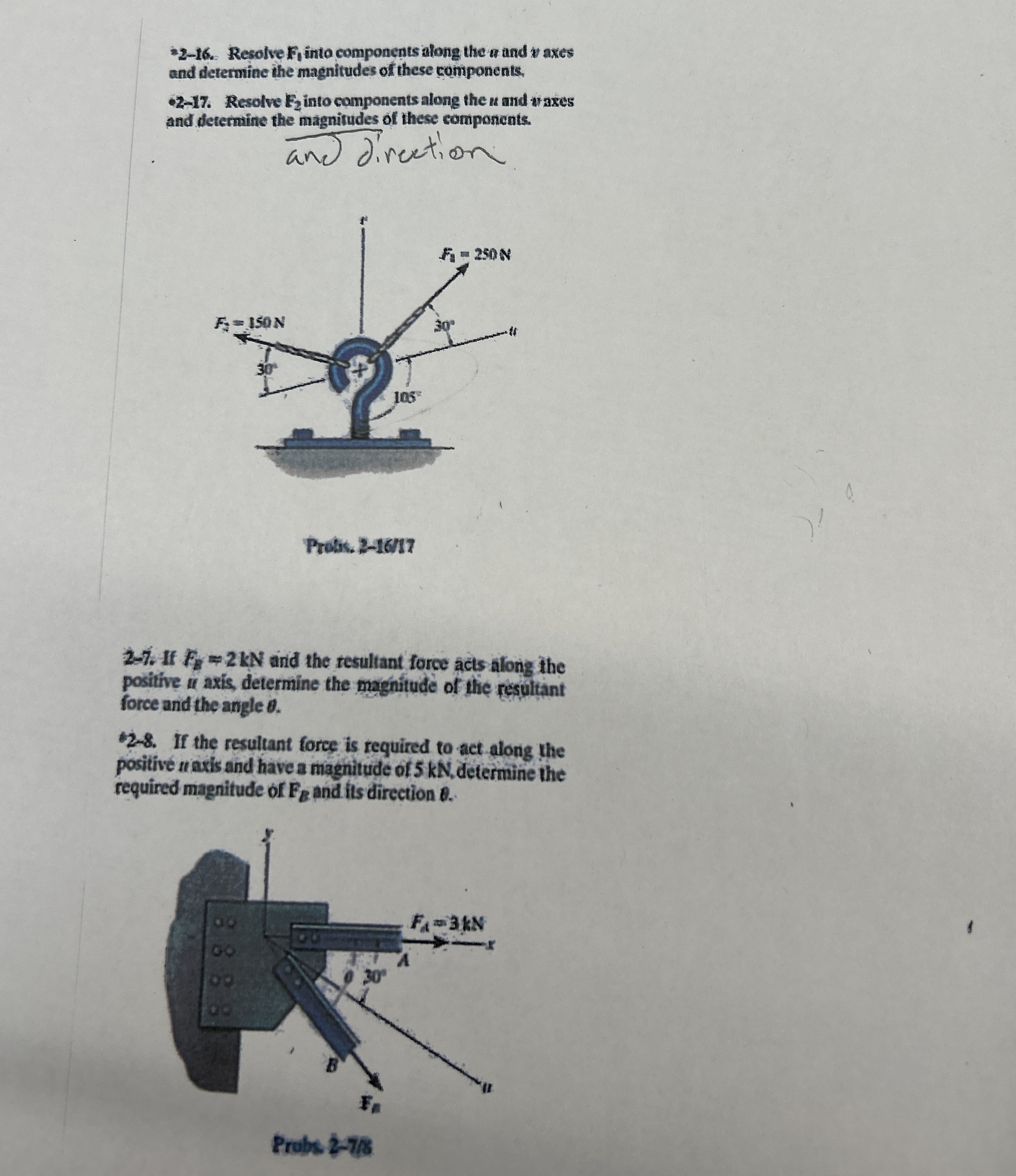 2 - 1 6 . Resolve Fi into components along the a
