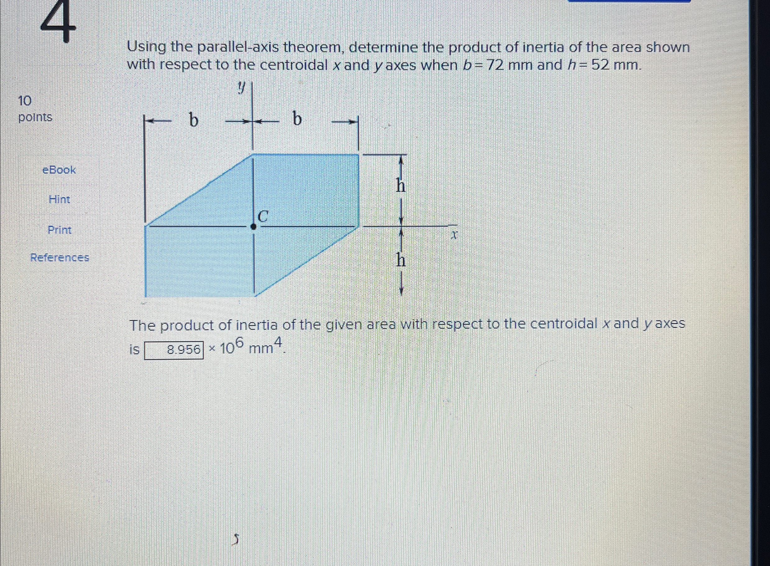 Using the parallel - axis theorem, determine the